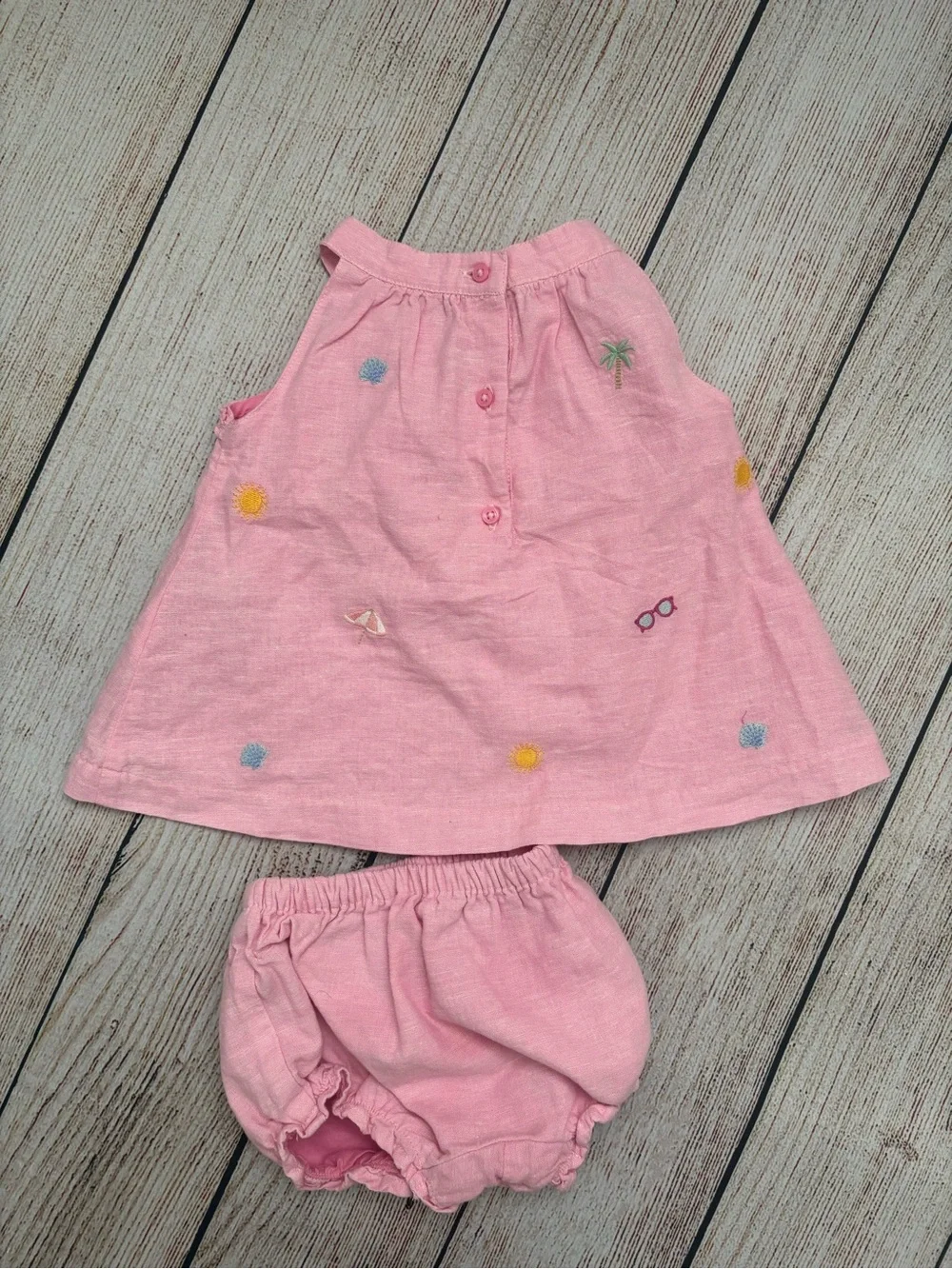 Janie and Jack Pink Embroidered Tank Top with Bloomers